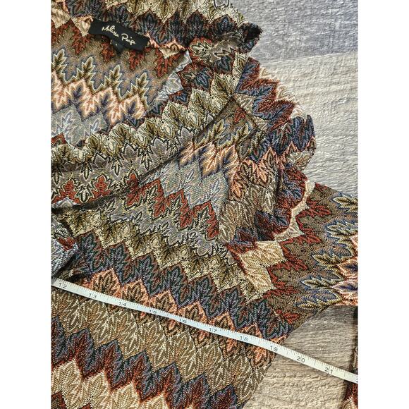 Melissa Paige sheer blouse stripe lace look neck tie large earty boho fall - Picture 4 of 6